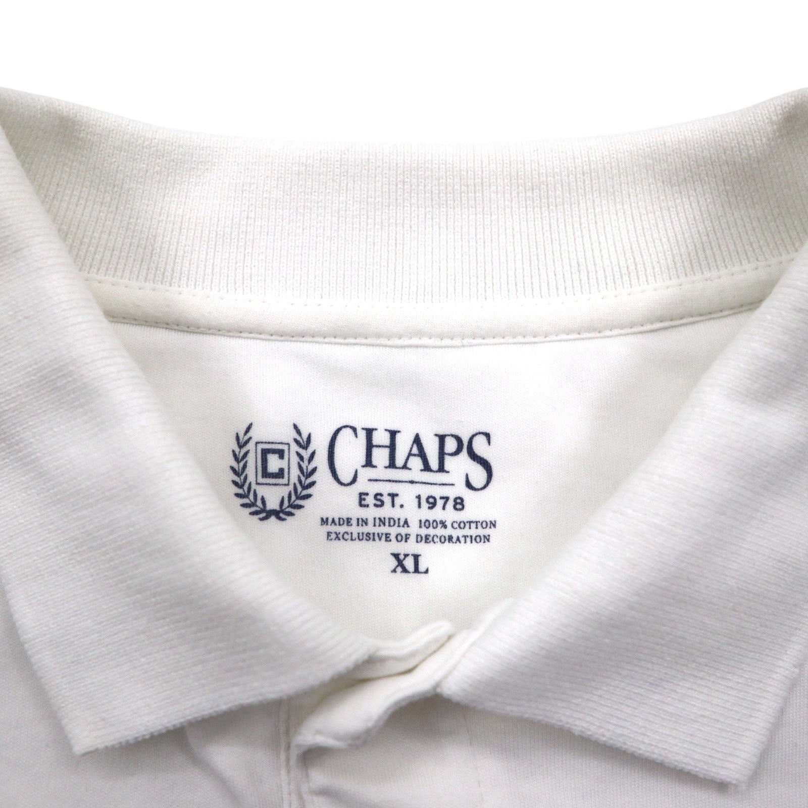 Polo CHAPS XL, bianca, cotone, ricamo a punto singolo, stemma