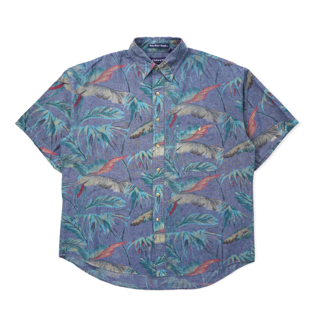 GANT Camicia Hawaiana L Blu Cotone Chambray Fantasia Floreale WHITE WATER CHAMBRAY