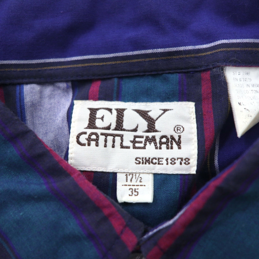 Camicia Western vintage anni '80 ELY CATTLEMAN, XL, blu a righe