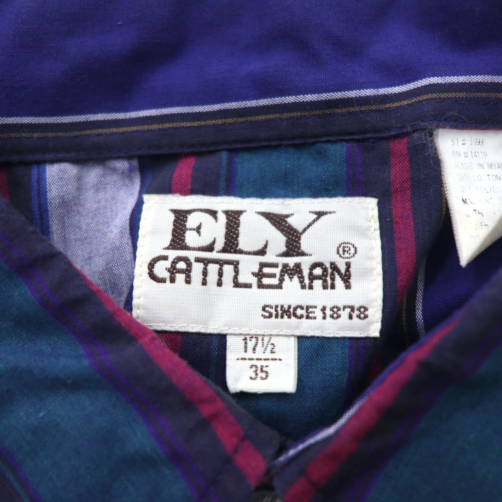 Camicia Western vintage anni '80 ELY CATTLEMAN, XL, blu a righe