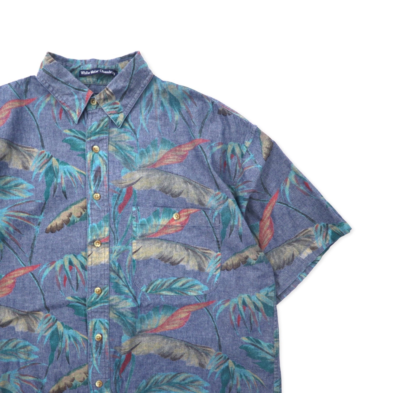 GANT Camicia Hawaiana L Blu Cotone Chambray Fantasia Floreale WHITE WATER CHAMBRAY