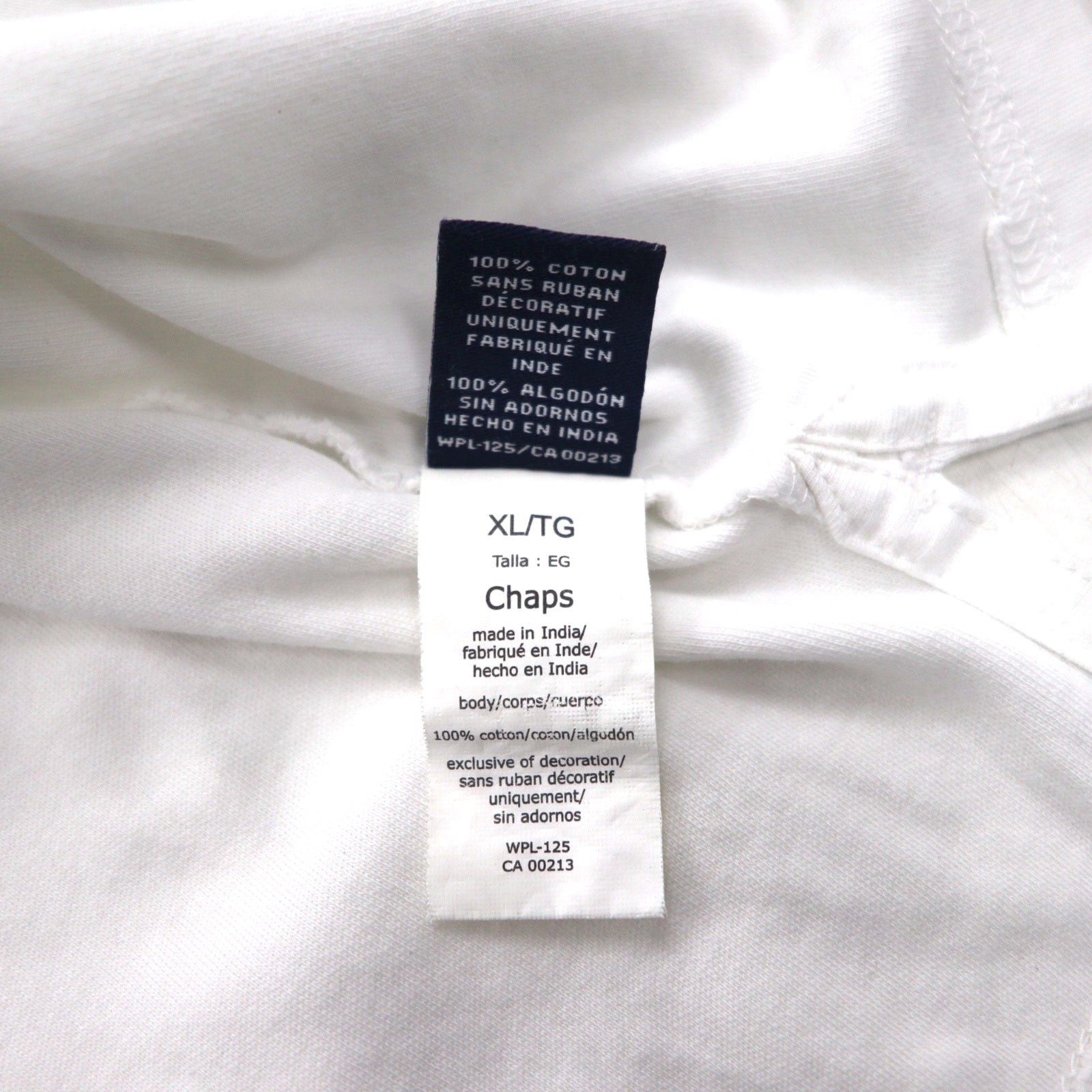 Polo CHAPS XL, bianca, cotone, ricamo a punto singolo, stemma