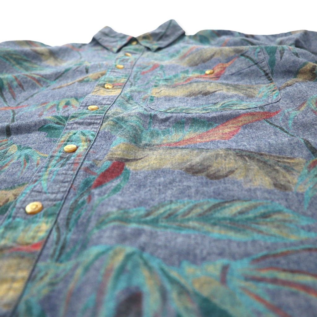 GANT Camicia Hawaiana L Blu Cotone Chambray Fantasia Floreale WHITE WATER CHAMBRAY