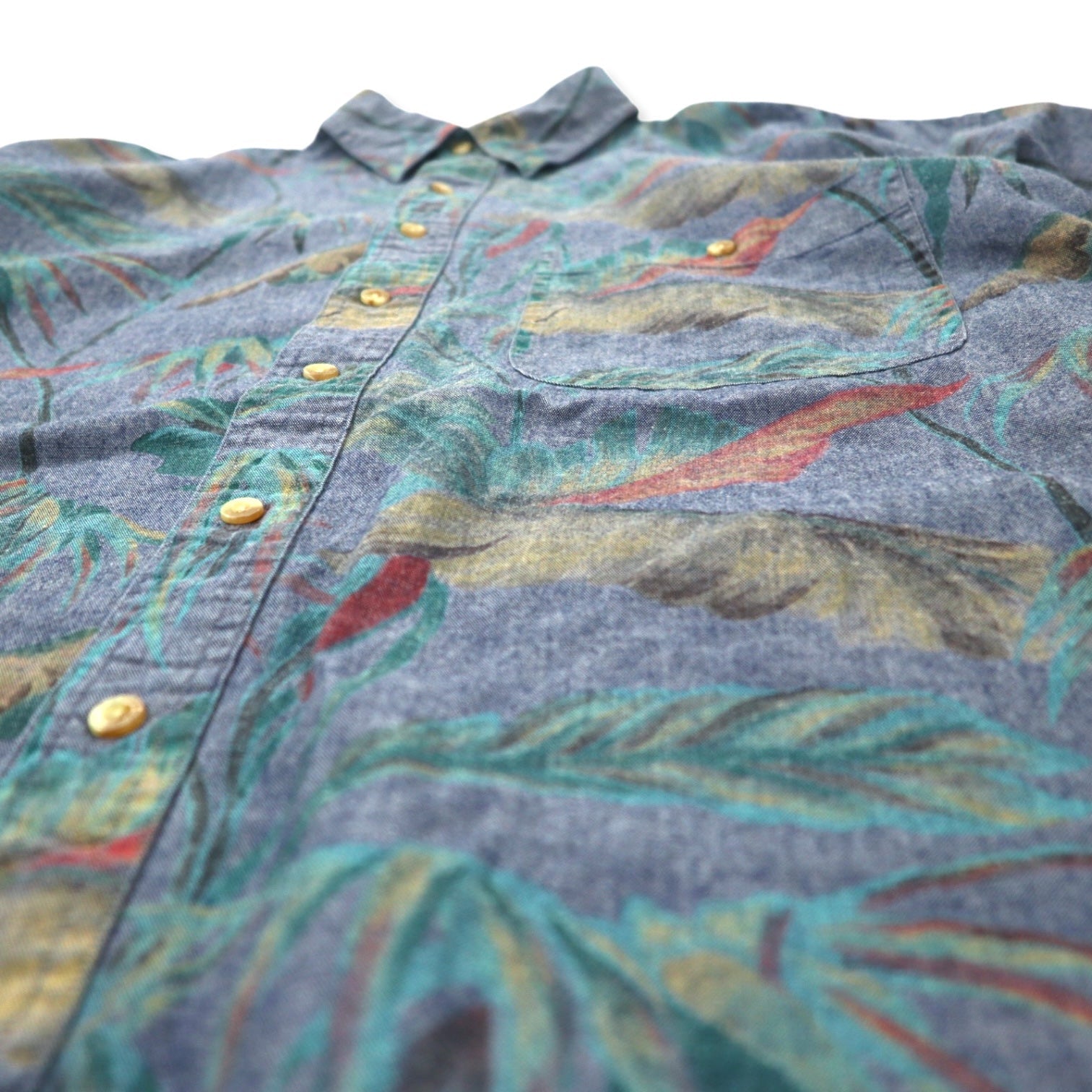 GANT Camicia Hawaiana L Blu Cotone Chambray Fantasia Floreale WHITE WATER CHAMBRAY