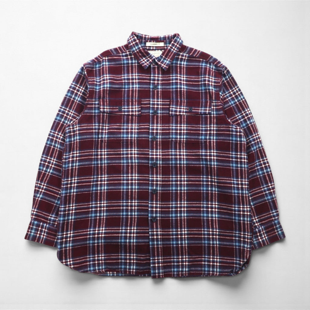 L.L.Bean シャミークロス フランネルシャツ L ボルドー TRADITIONAL FIT チェック ダブルポケット 277981