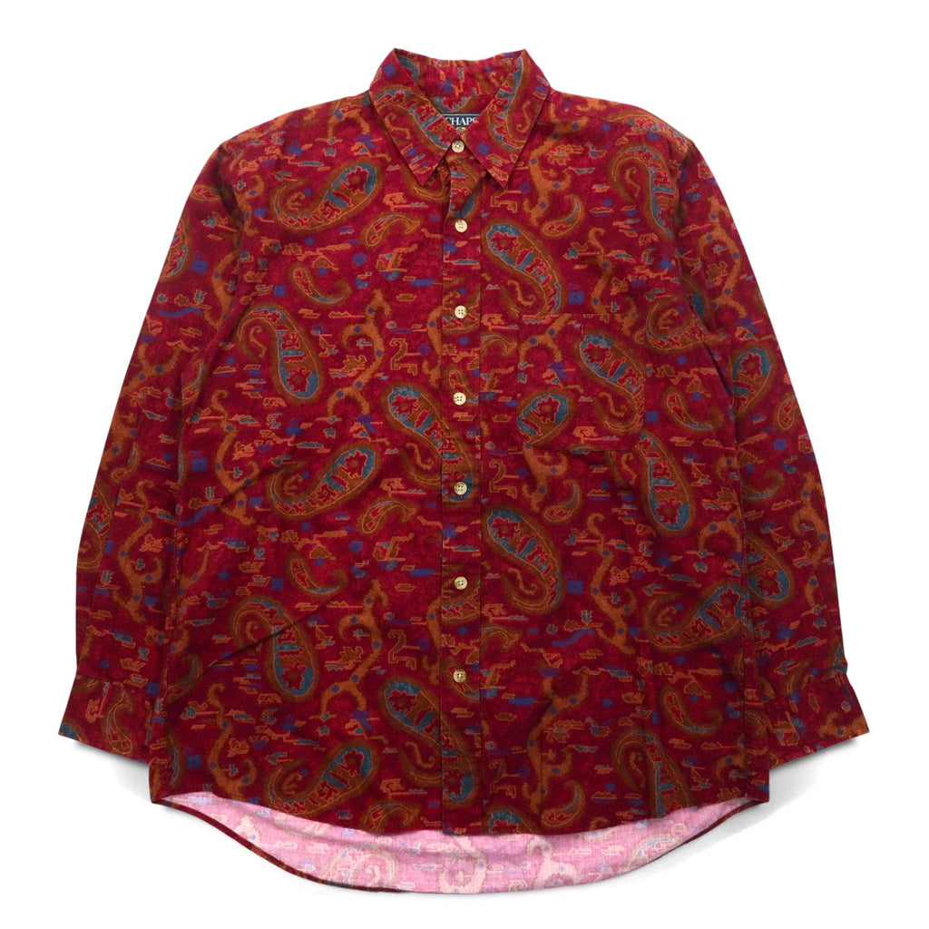 CHAPS RALPH LAUREN 80年代 ペイズリー 総柄 シャツ L レッド  コットン 胸ポケット
