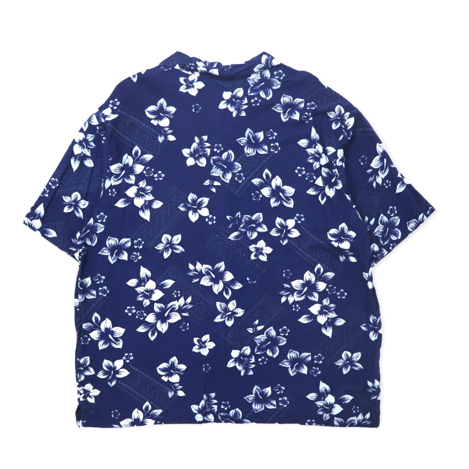 Sun Casuals camicia hawaiana open collar 3X navy viscosa fantasia ibisco