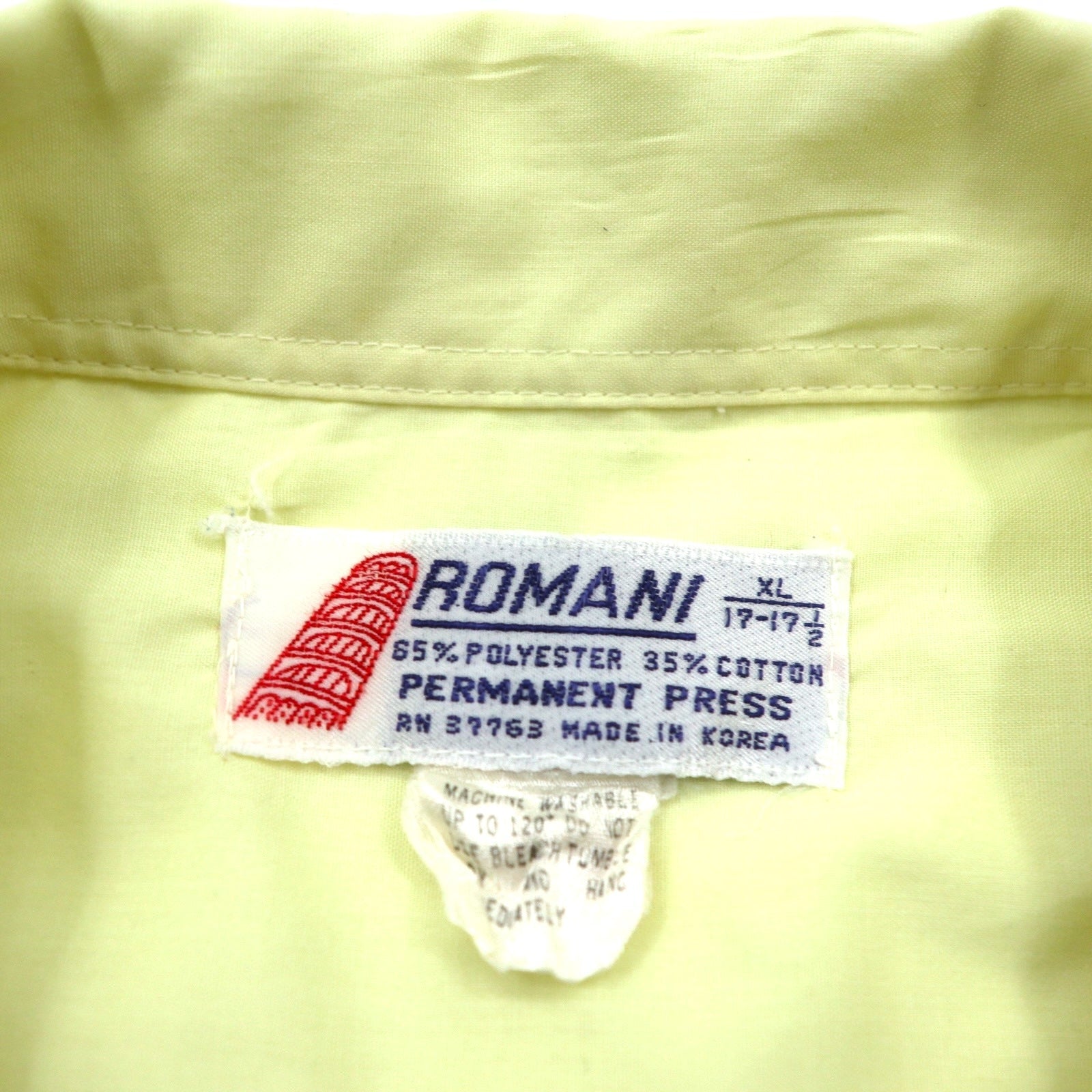 ROMANI anni '80 Camicia cubana Boxy XL Giallo Poliestere Cotone Ricamo