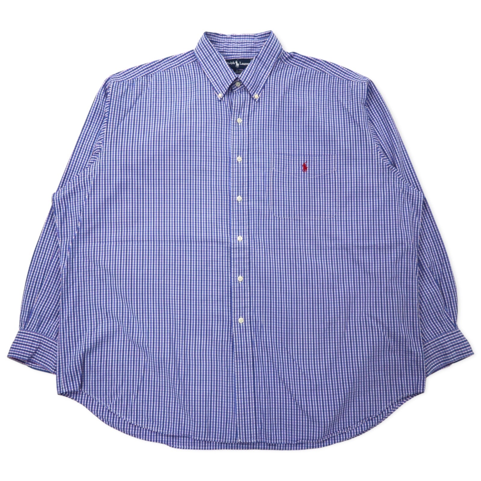 Ralph Lauren Camicia Button-Down XXL Blu a Quadri Cotone BLAIRE Ricamo Pony Piccolo