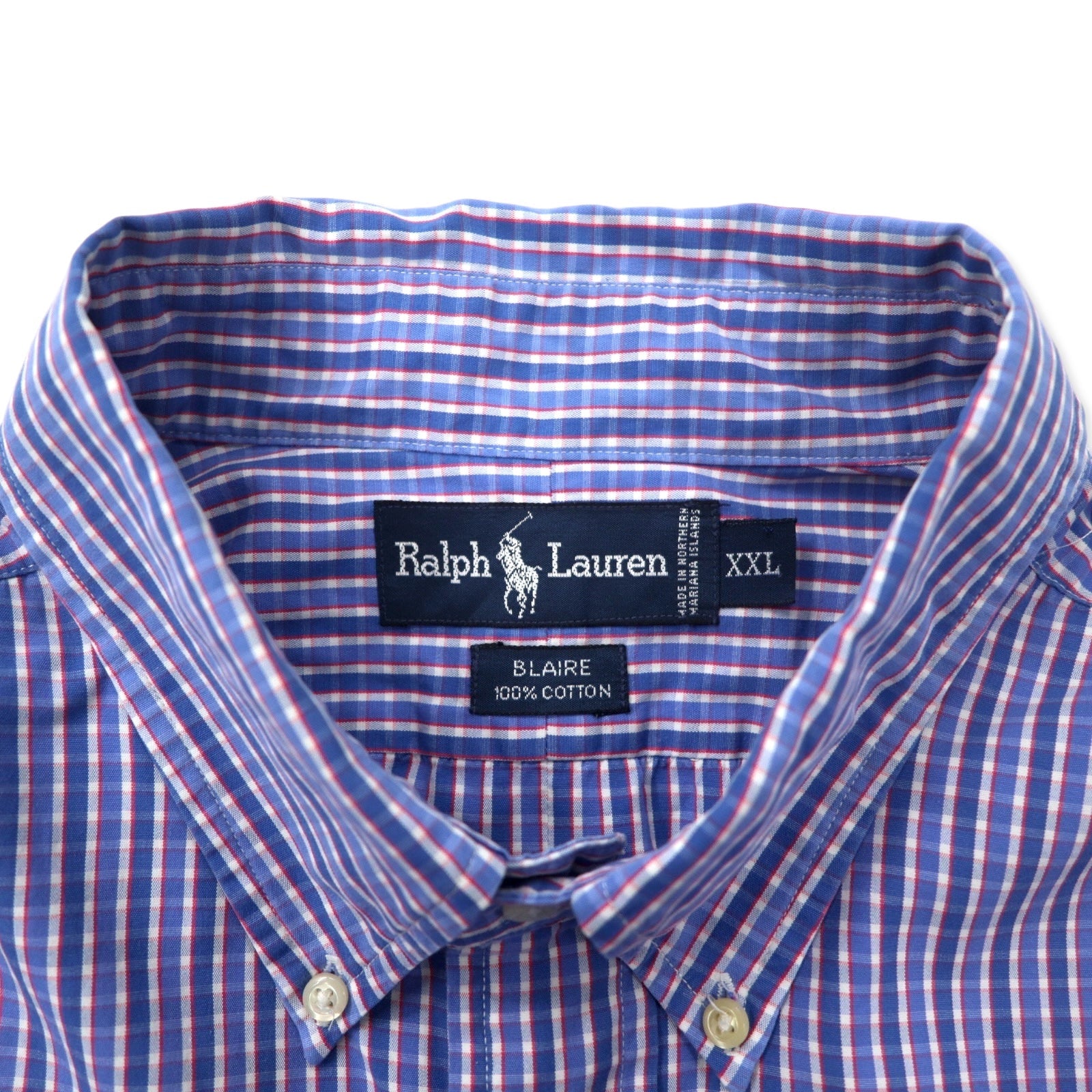 Ralph Lauren Camicia Button-Down XXL Blu a Quadri Cotone BLAIRE Ricamo Pony Piccolo