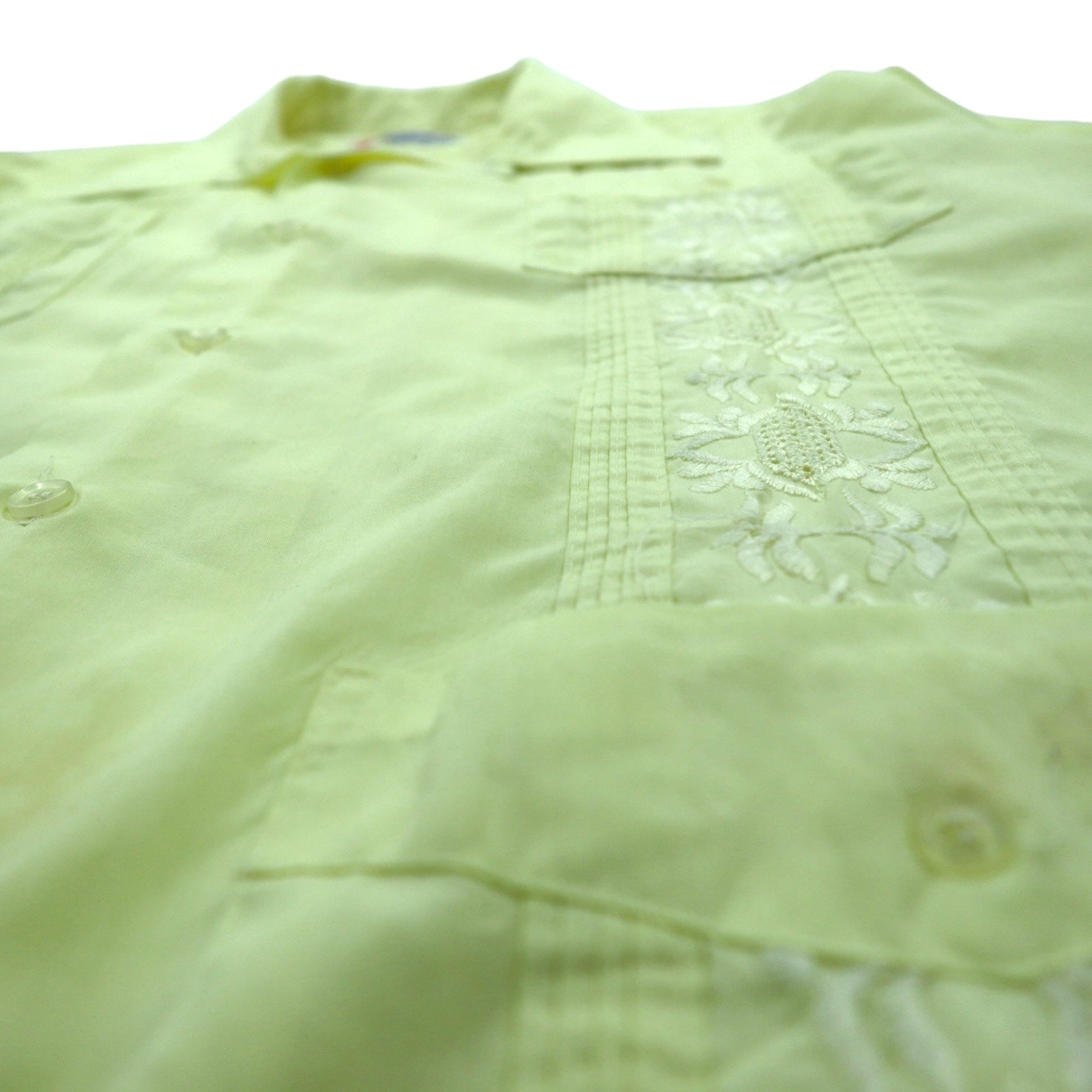ROMANI anni '80 Camicia cubana Boxy XL Giallo Poliestere Cotone Ricamo