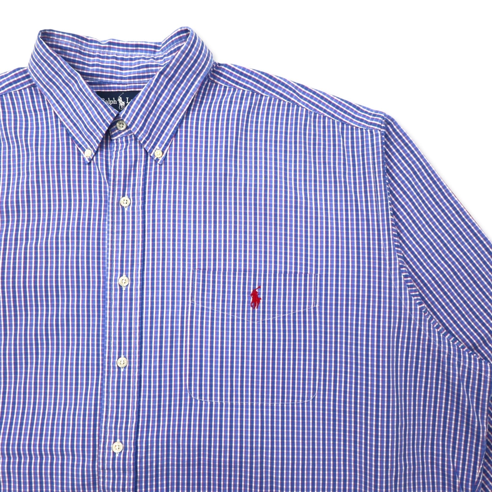 Ralph Lauren Camicia Button-Down XXL Blu a Quadri Cotone BLAIRE Ricamo Pony Piccolo