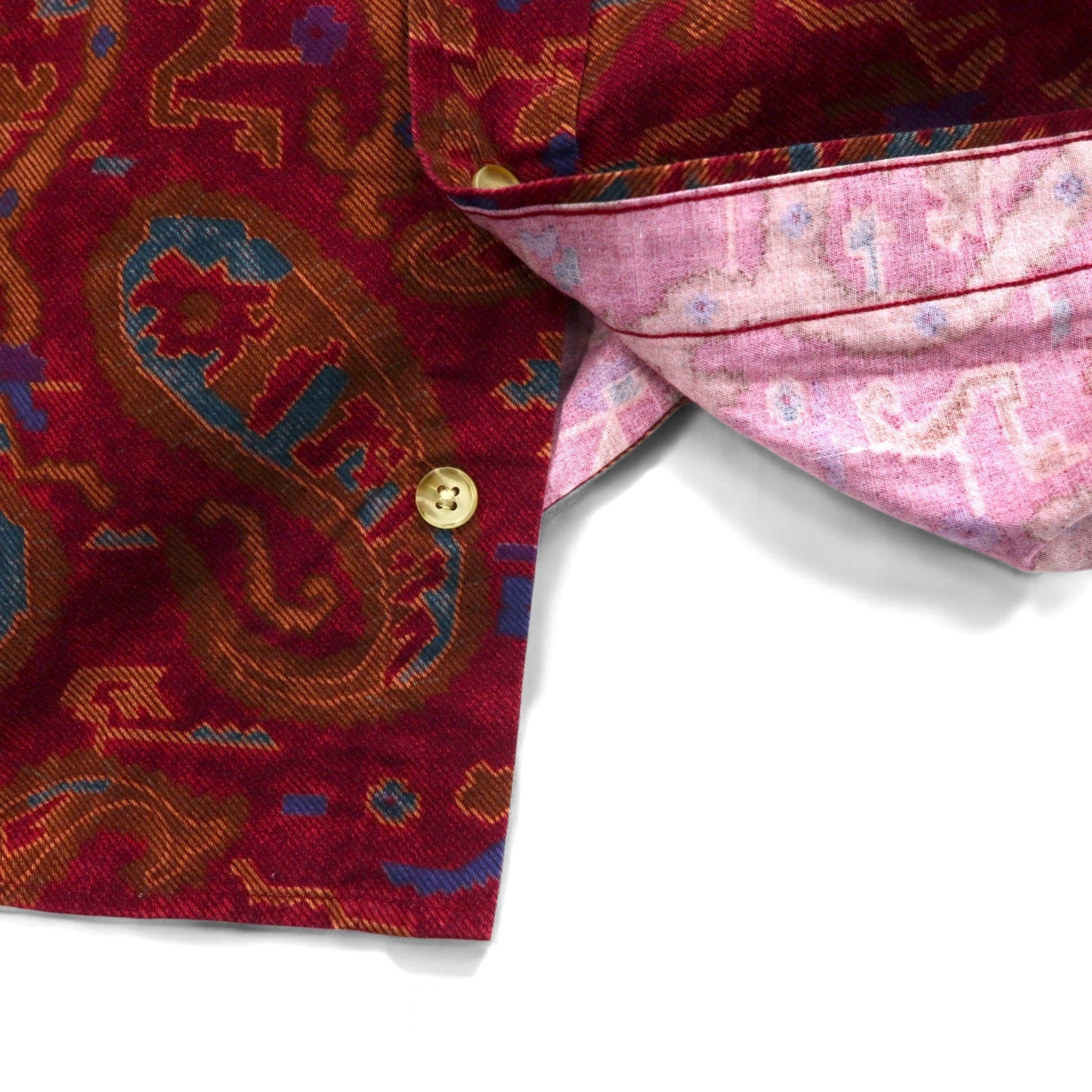 CHAPS RALPH LAUREN 80年代 ペイズリー 総柄 シャツ L レッド  コットン 胸ポケット