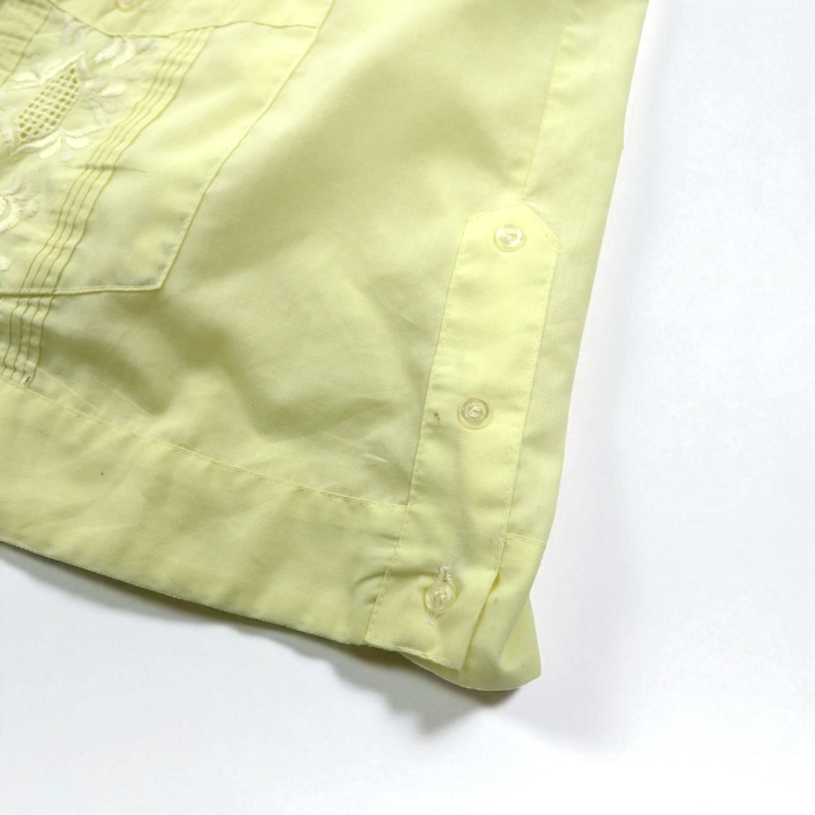 ROMANI anni '80 Camicia cubana Boxy XL Giallo Poliestere Cotone Ricamo