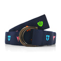 POLO RALPH LAUREN Anello Cintura L Navy Nylon Teschio Logo Emblema Ricamato