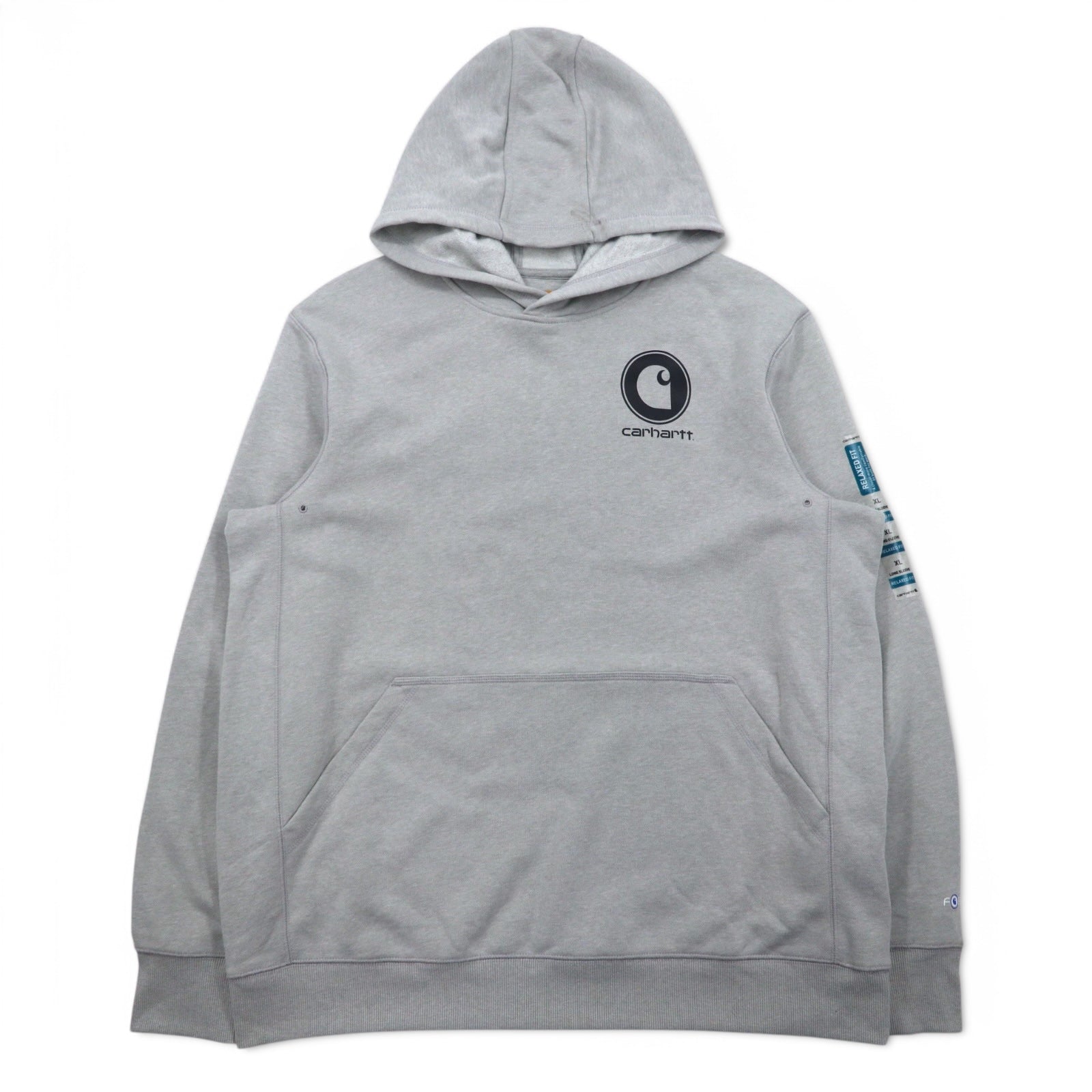 Carhartt Felpa con cappuccio relaxed fit XL grigia in cotone felpata 103453 058 Force Delmont Graphic Hooded Nuova