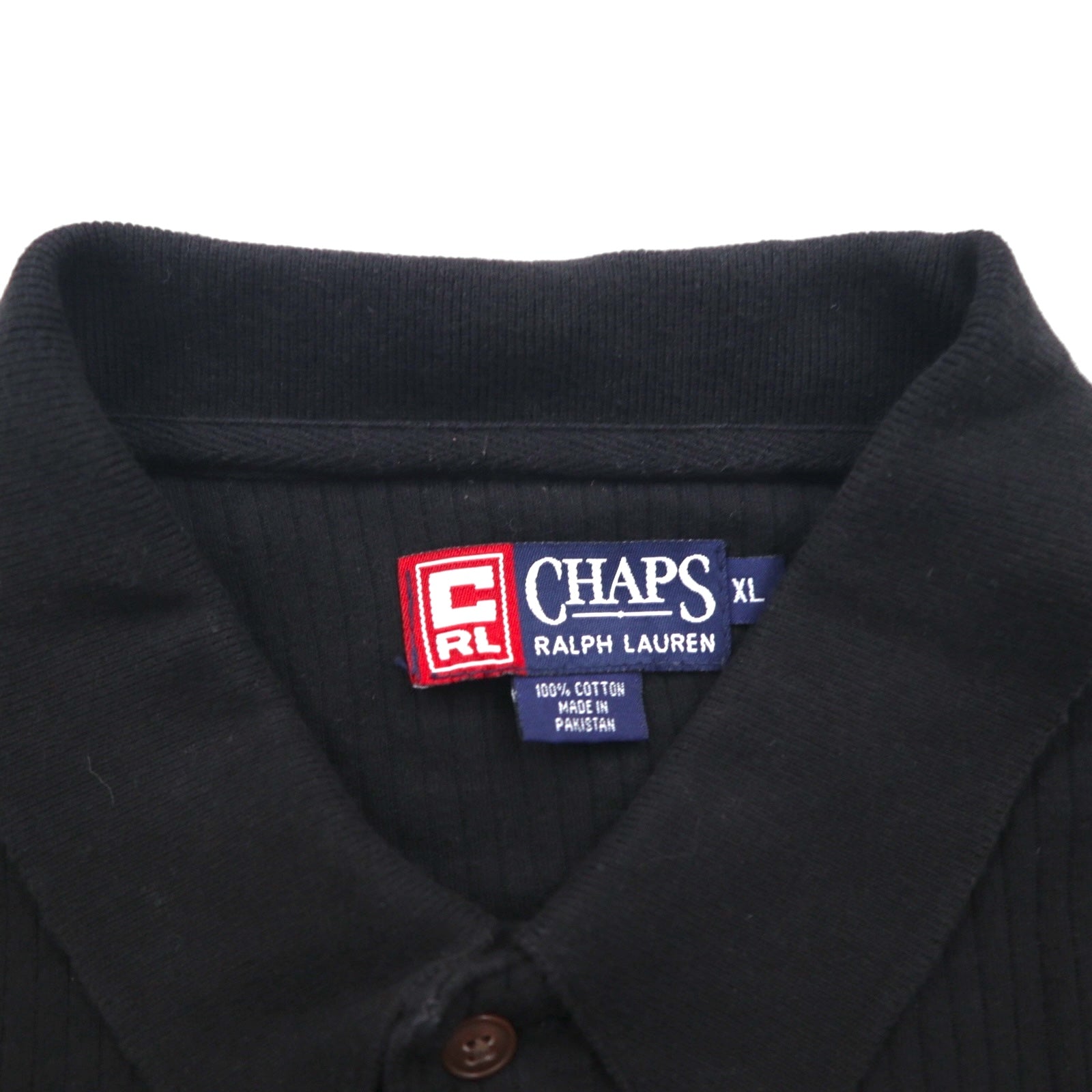 CHAPS RALPH LAUREN 長袖ポロシャツ ラガーシャツ XL ブラック コットン 胸ポケット