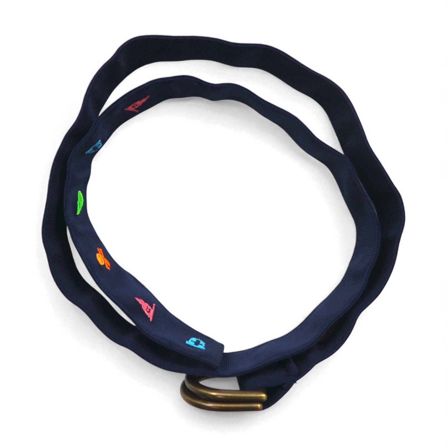 POLO RALPH LAUREN Anello Cintura L Navy Nylon Teschio Logo Emblema Ricamato