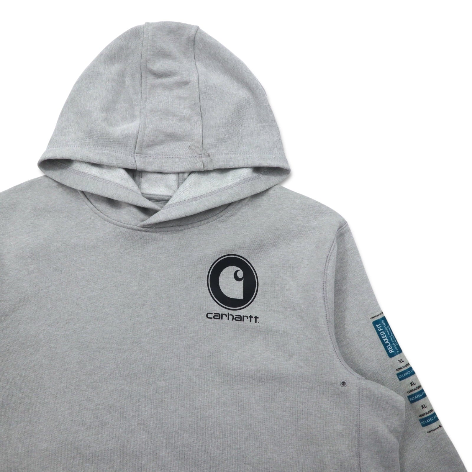 Carhartt Felpa con cappuccio relaxed fit XL grigia in cotone felpata 103453 058 Force Delmont Graphic Hooded Nuova