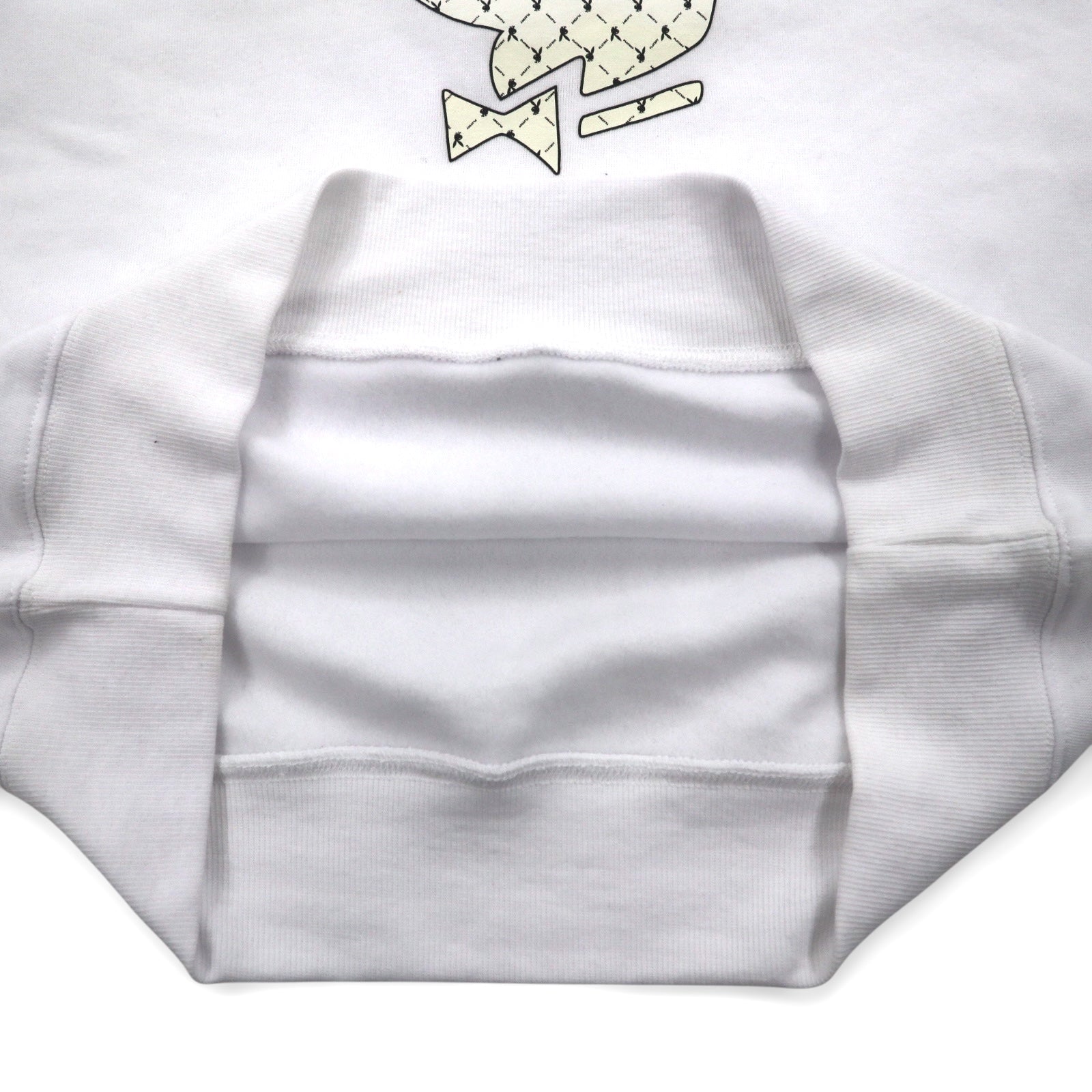 Felpa girocollo con stampa logo PLAY BOY L bianca in cotone felpato, mai usata