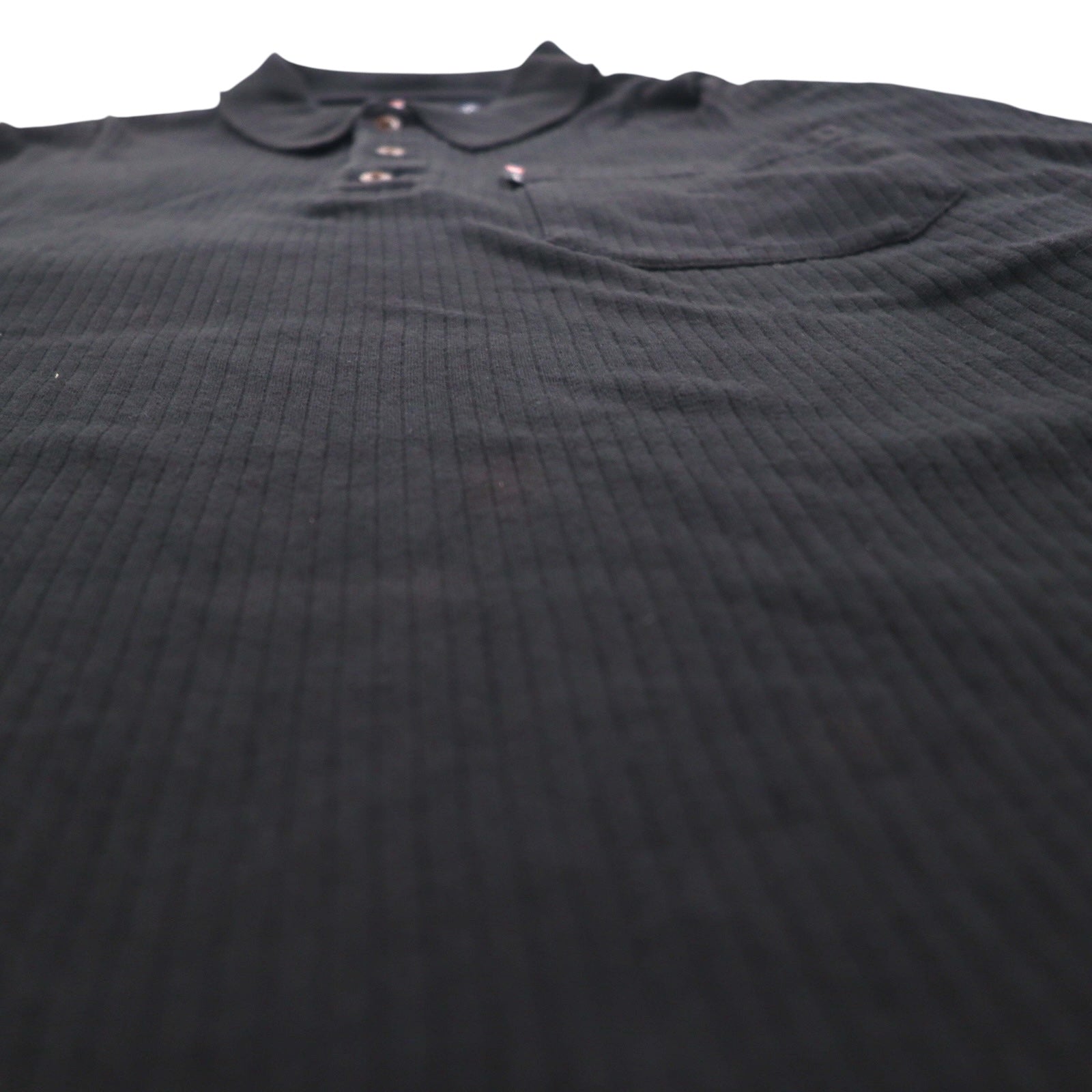 CHAPS RALPH LAUREN 長袖ポロシャツ ラガーシャツ XL ブラック コットン 胸ポケット