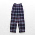 Burberrys Pantaloni facili con pieghe Nova Check M blu scuro in lana, Made in Japan