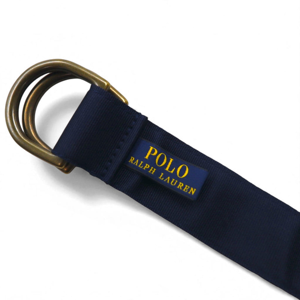 POLO RALPH LAUREN Anello Cintura L Navy Nylon Teschio Logo Emblema Ricamato