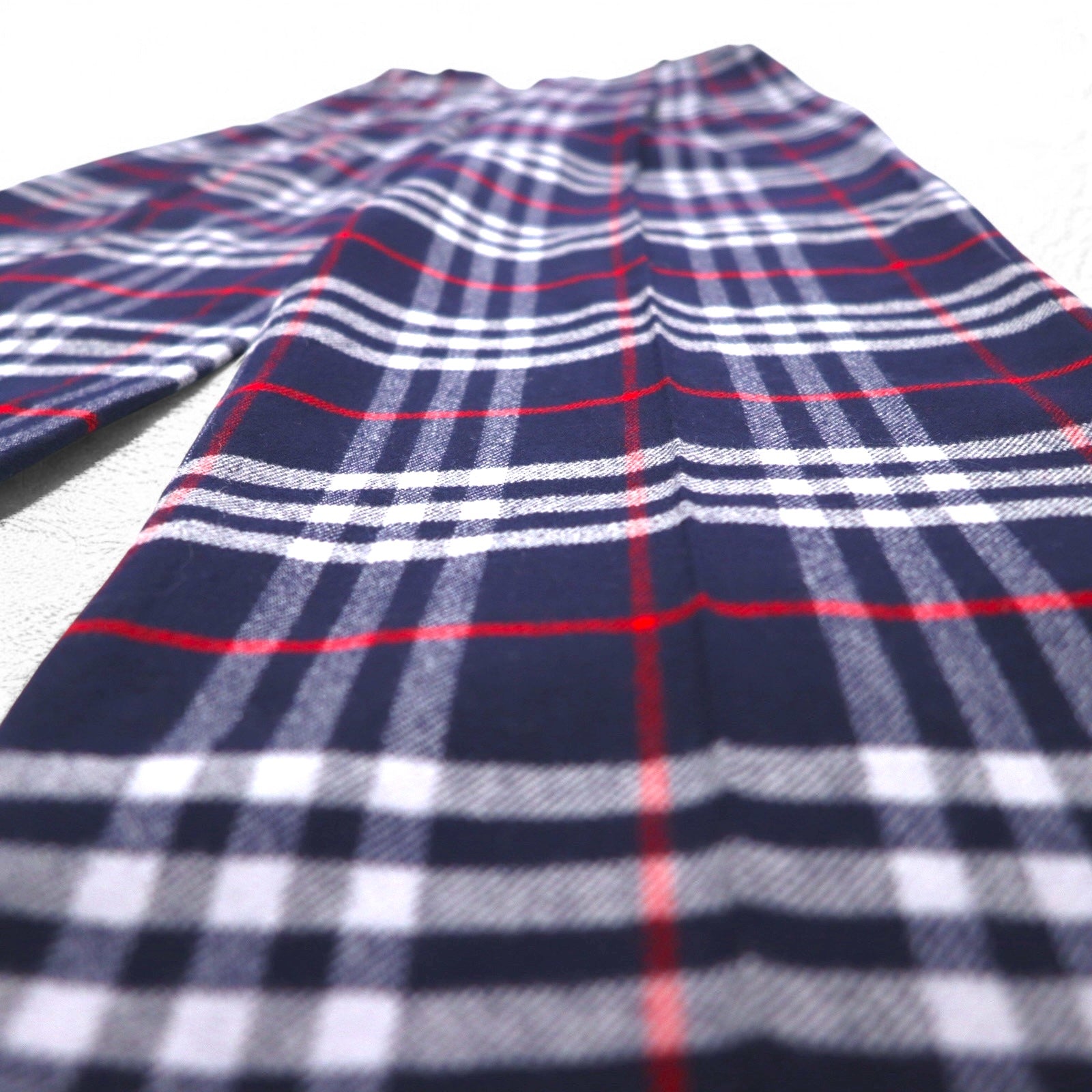 Burberrys Pantaloni facili con pieghe Nova Check M blu scuro in lana, Made in Japan