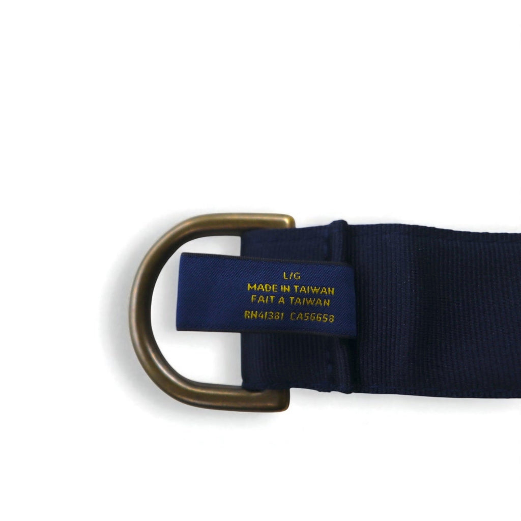 POLO RALPH LAUREN Anello Cintura L Navy Nylon Teschio Logo Emblema Ricamato
