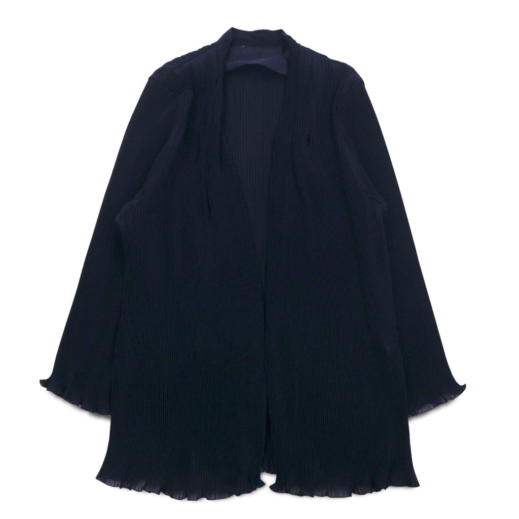 Cardigan velato a pieghe vintage, taglia M, blu navy, poliestere