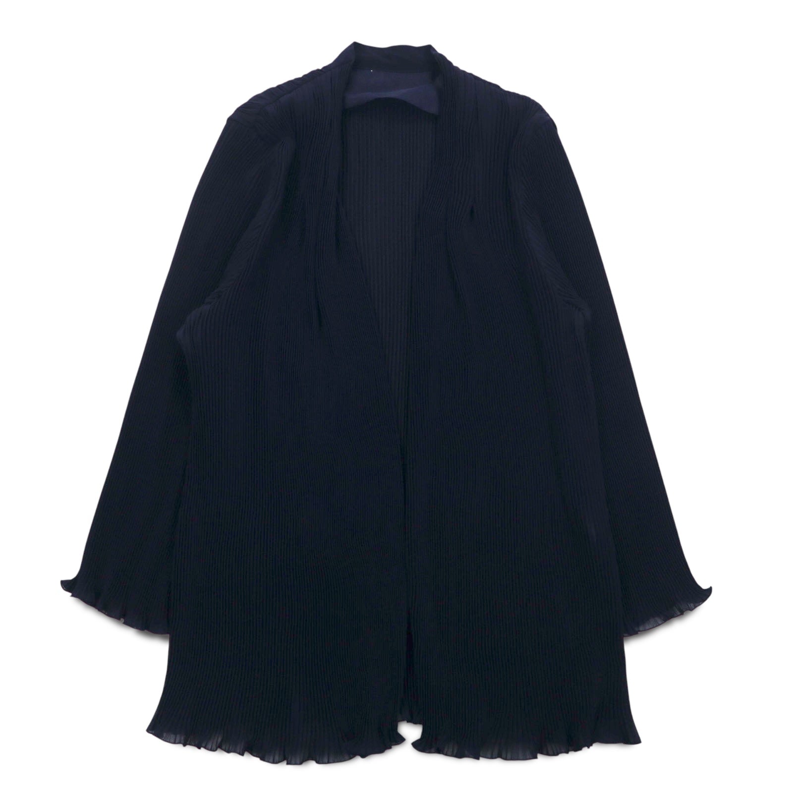 Cardigan velato a pieghe vintage, taglia M, blu navy, poliestere