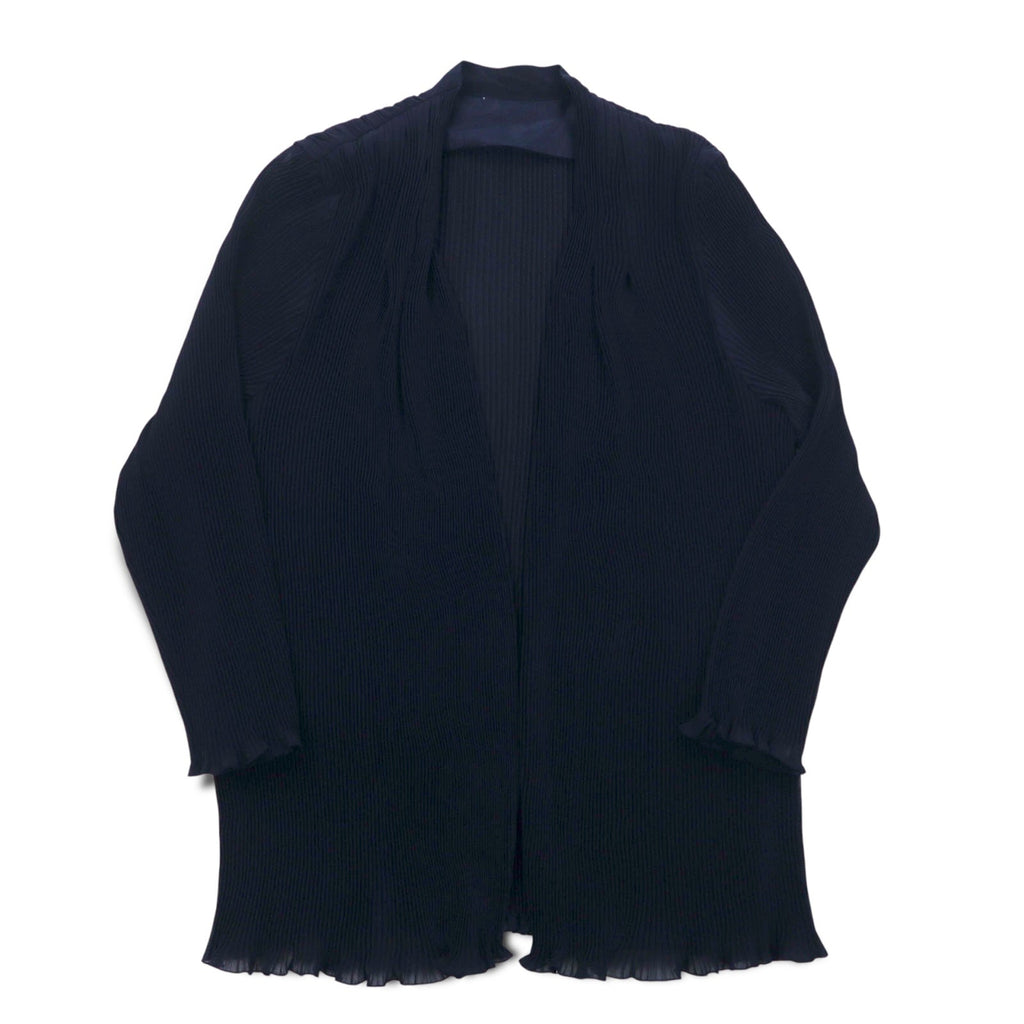 Cardigan velato a pieghe vintage, taglia M, blu navy, poliestere