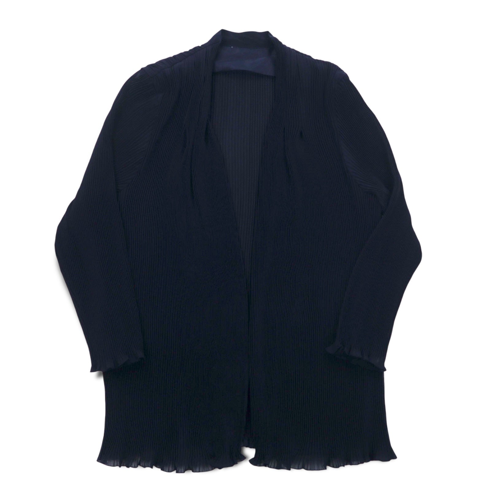 Cardigan velato a pieghe vintage, taglia M, blu navy, poliestere