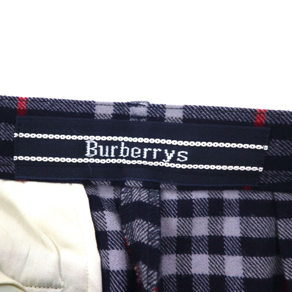 Burberrys Pantaloni facili con pieghe Nova Check M blu scuro in lana, Made in Japan