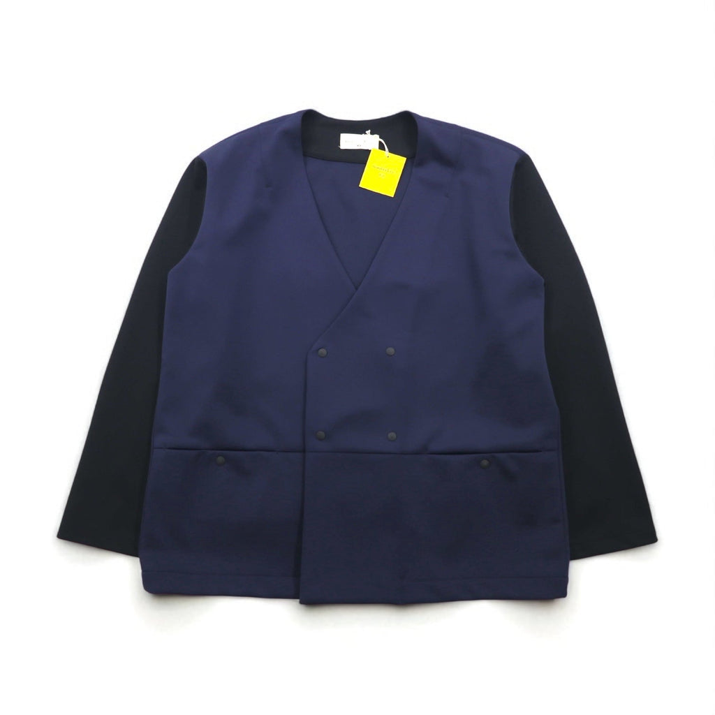 masterkey SONNY giacca senza collo bicolore in maglia doppia M navy nero MK22S-C-13 Prodotto in Giappone Nuovo con etichette