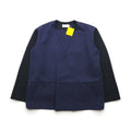 masterkey SONNY giacca senza collo bicolore in maglia doppia M navy nero MK22S-C-13 Prodotto in Giappone Nuovo con etichette