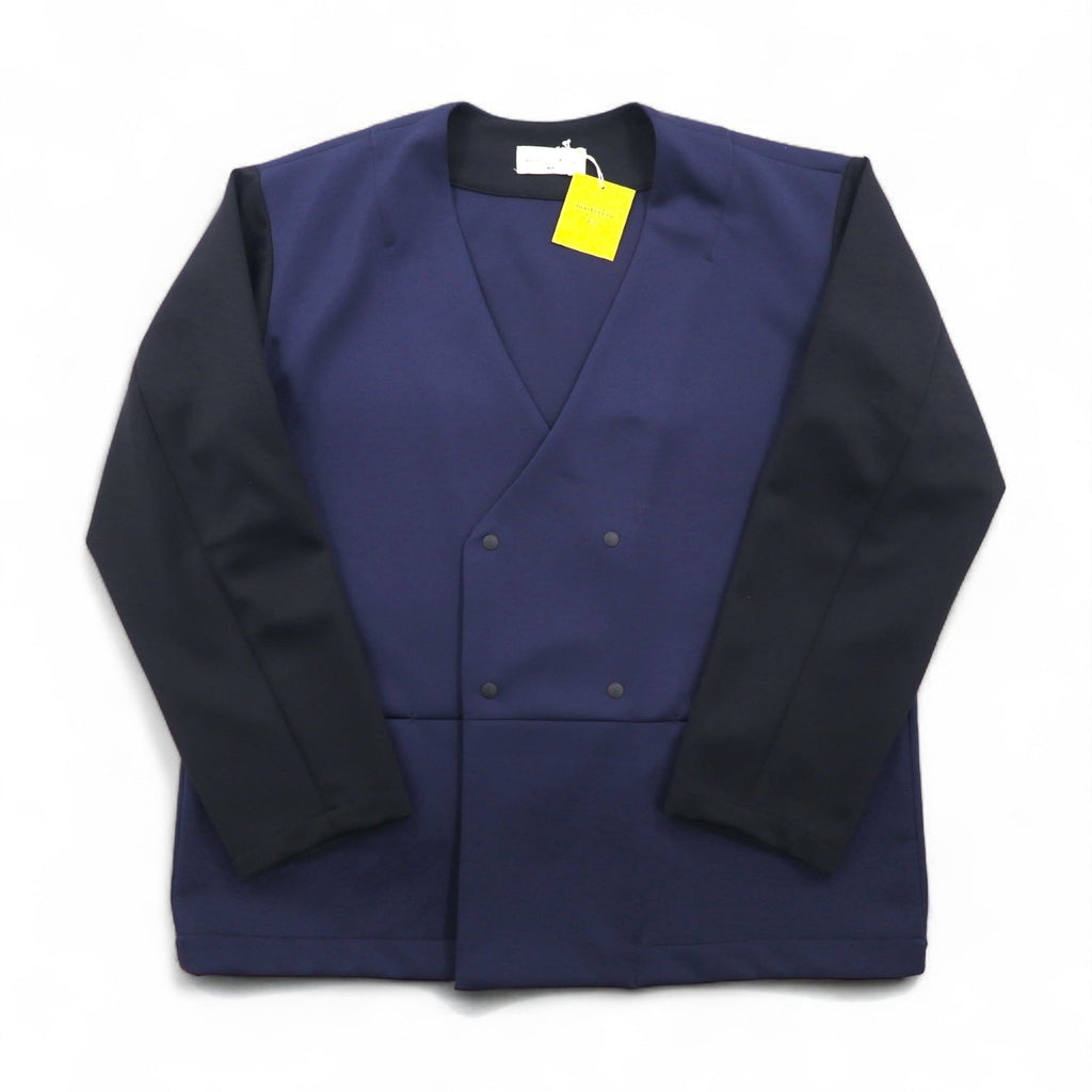 masterkey SONNY giacca senza collo bicolore in maglia doppia M navy nero MK22S-C-13 Prodotto in Giappone Nuovo con etichette