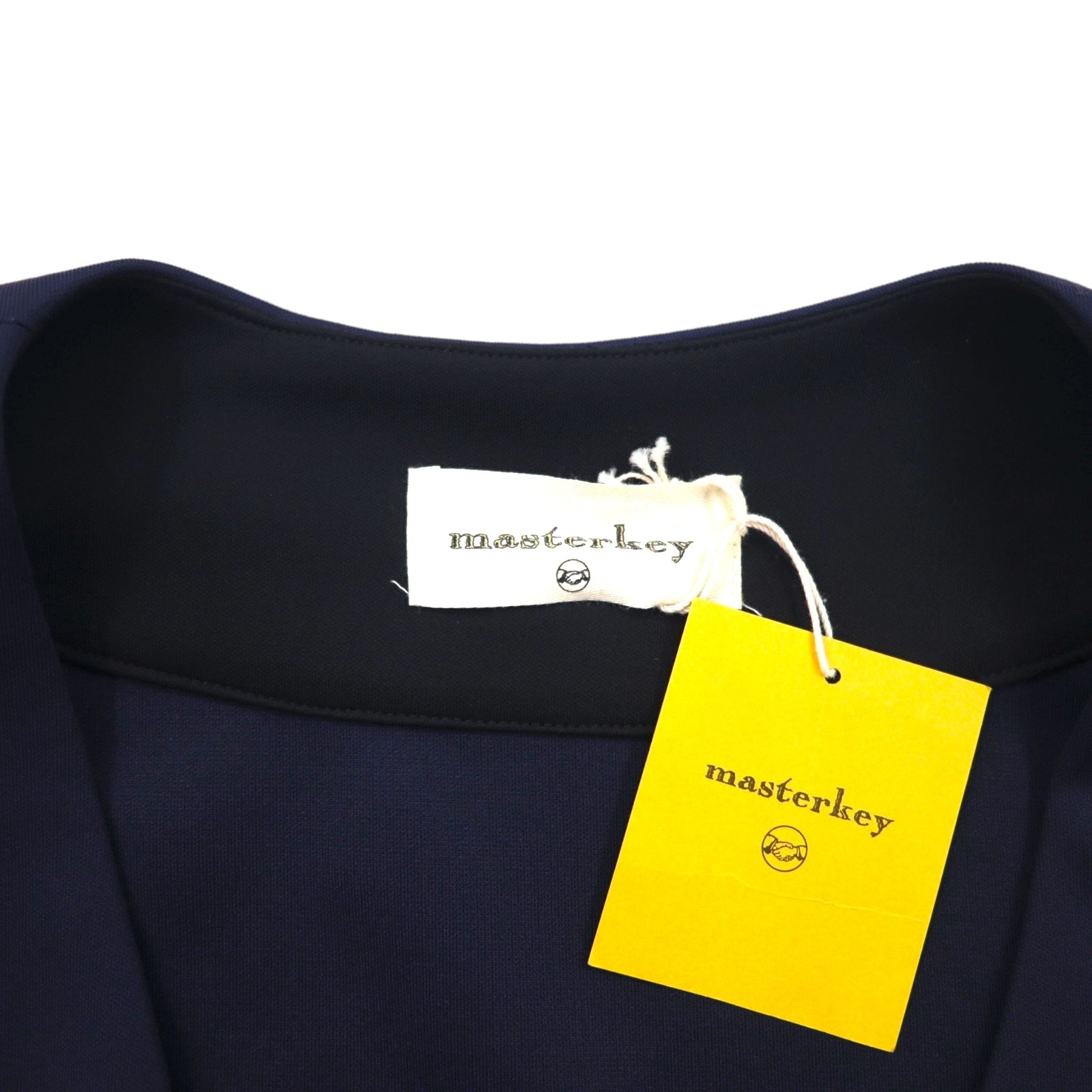 masterkey SONNY giacca senza collo bicolore in maglia doppia M navy nero MK22S-C-13 Prodotto in Giappone Nuovo con etichette