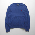 Polo Ralph Lauren 90年代 Vネック ピマコットン ニット セーター M ブルー スモールポニー刺繡