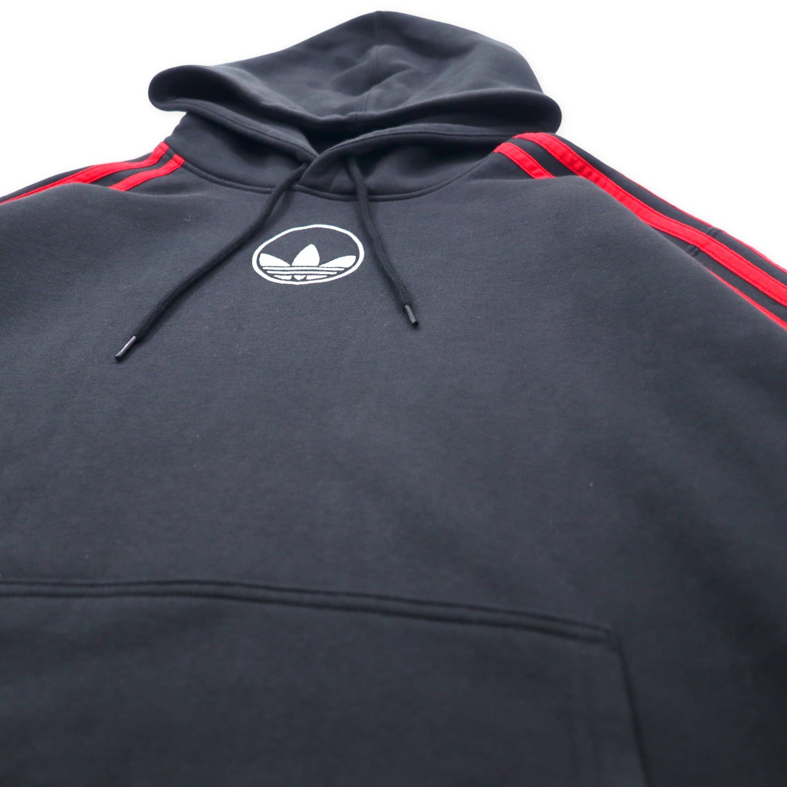 Felpa con cappuccio adidas Originals 3-Stripes Circle 2XL Nera Cotone con logo ricamato a trifoglio Taglia grande GD2127