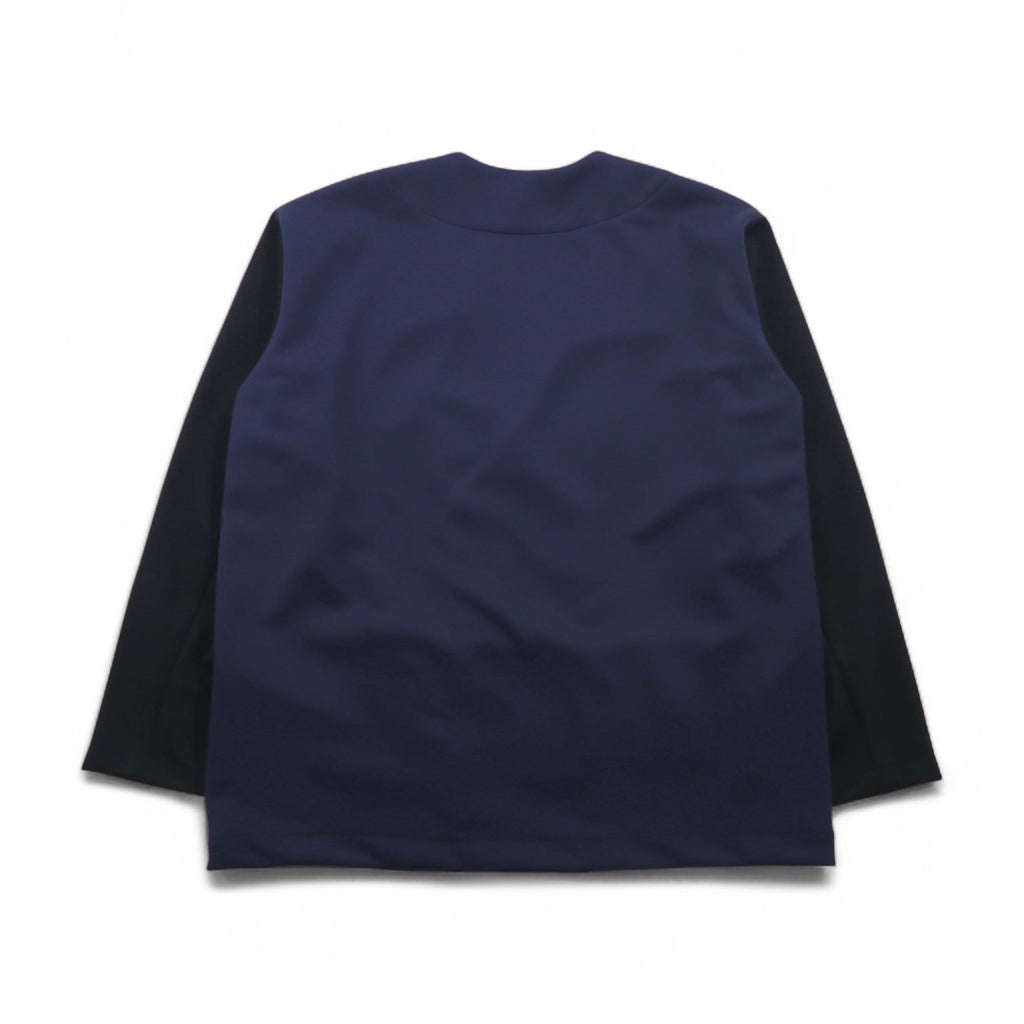 masterkey SONNY giacca senza collo bicolore in maglia doppia M navy nero MK22S-C-13 Prodotto in Giappone Nuovo con etichette