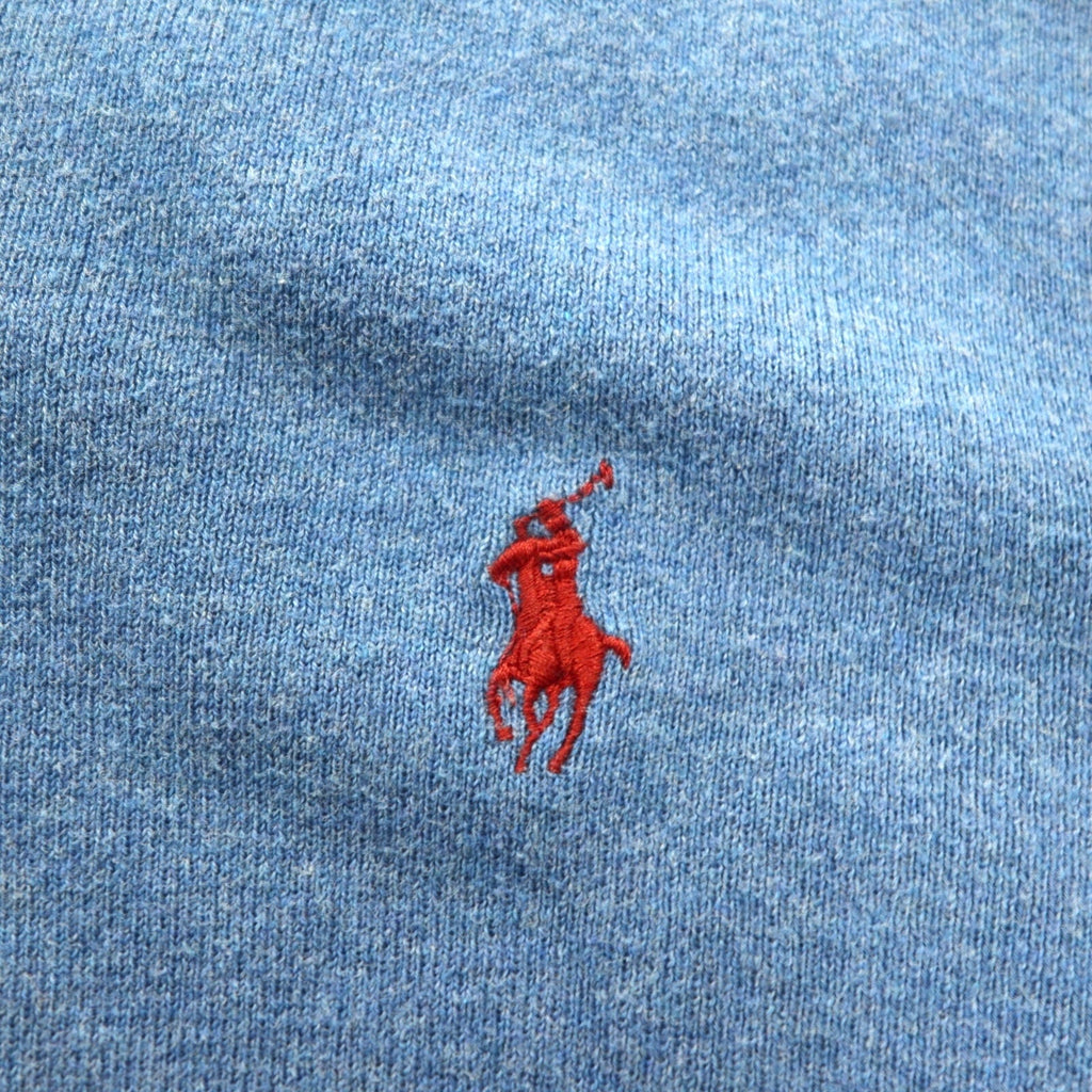 Polo Ralph Lauren 90年代 Vネック ピマコットン ニット セーター M ブルー スモールポニー刺繡