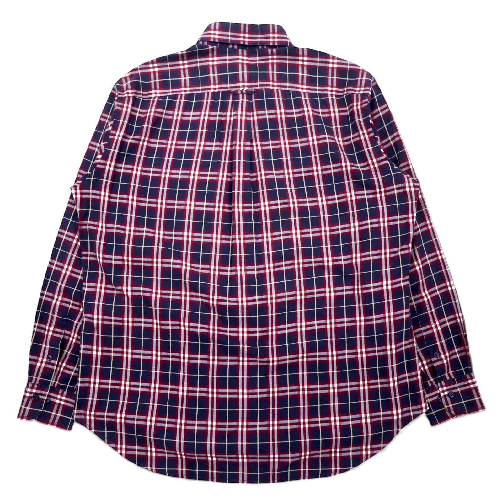 BURBERRY Camicia button-down a quadri Nova, taglia L, blu navy, cotone, logo ricamato