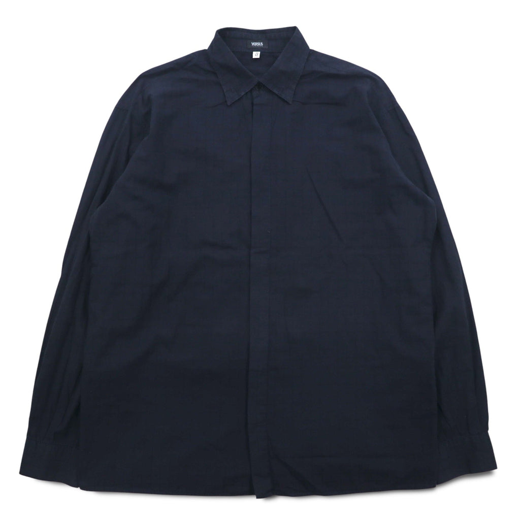 VERSUS ( VERSACE ) イタリア製 比翼 シャツ XL ネイビー チェック コットン