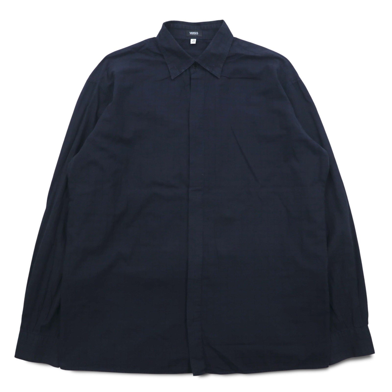 VERSUS ( VERSACE ) イタリア製 比翼 シャツ XL ネイビー チェック コットン