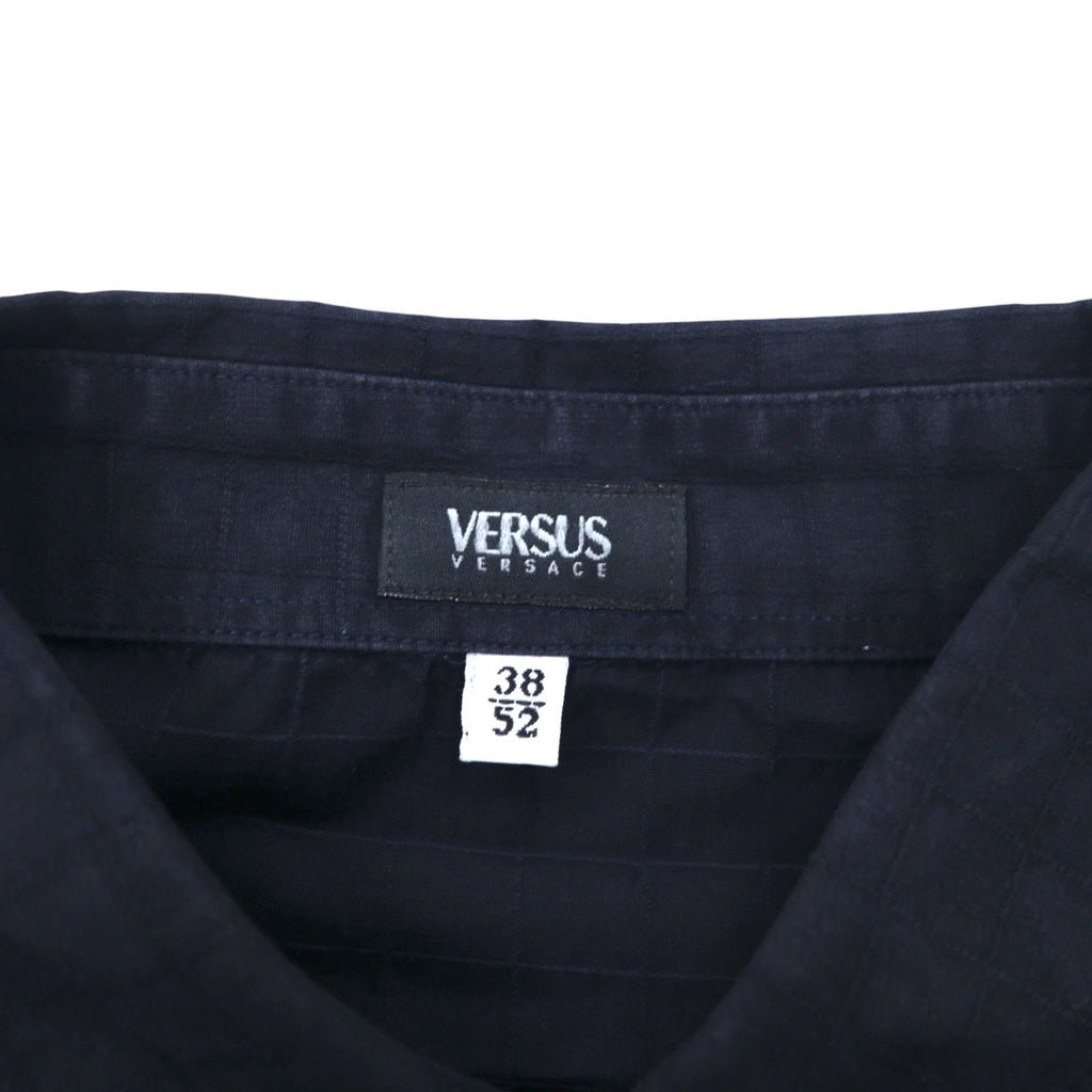 VERSUS ( VERSACE ) イタリア製 比翼 シャツ XL ネイビー チェック コットン