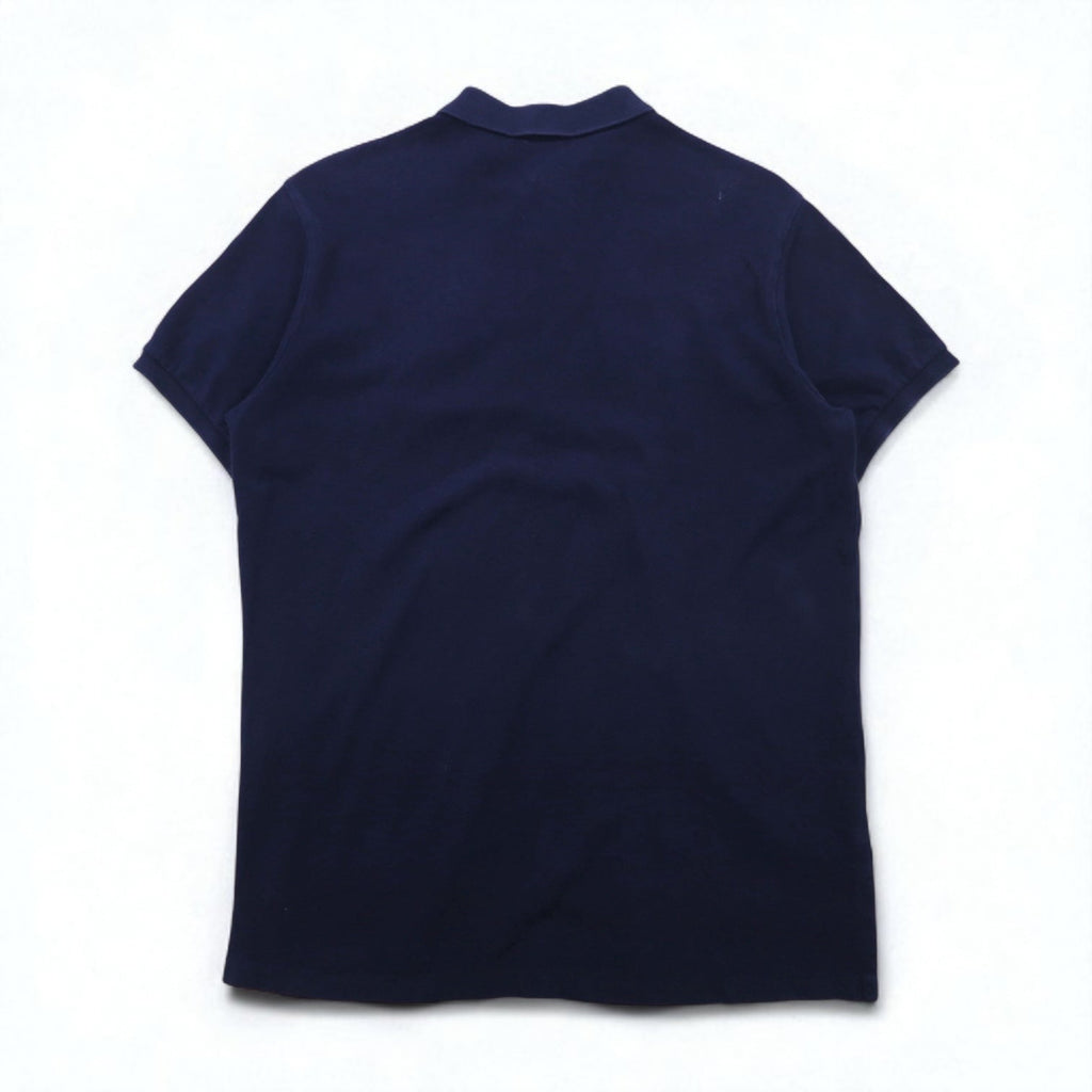 Polo by Ralph Lauren 90年代 ビッグポニー刺繍 ラインデザイン ポロシャツ L ネイビー コットン 鹿の子