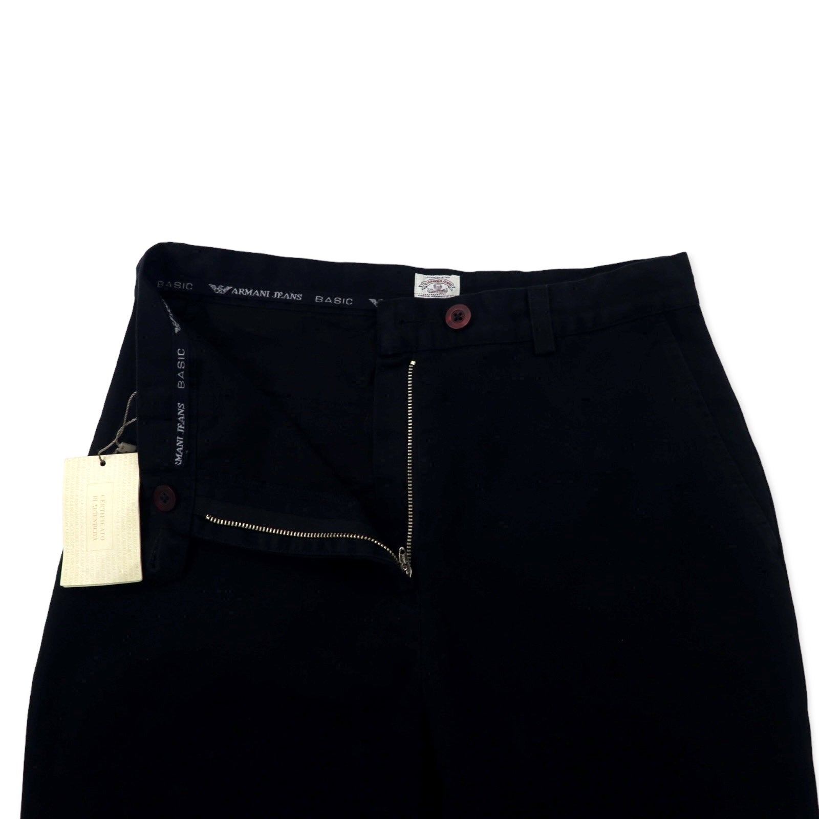 ARMANI JEANS イタリア製 テーパードパンツ 44 ブラック コットン 05P29CM PANTALONE 未使用品