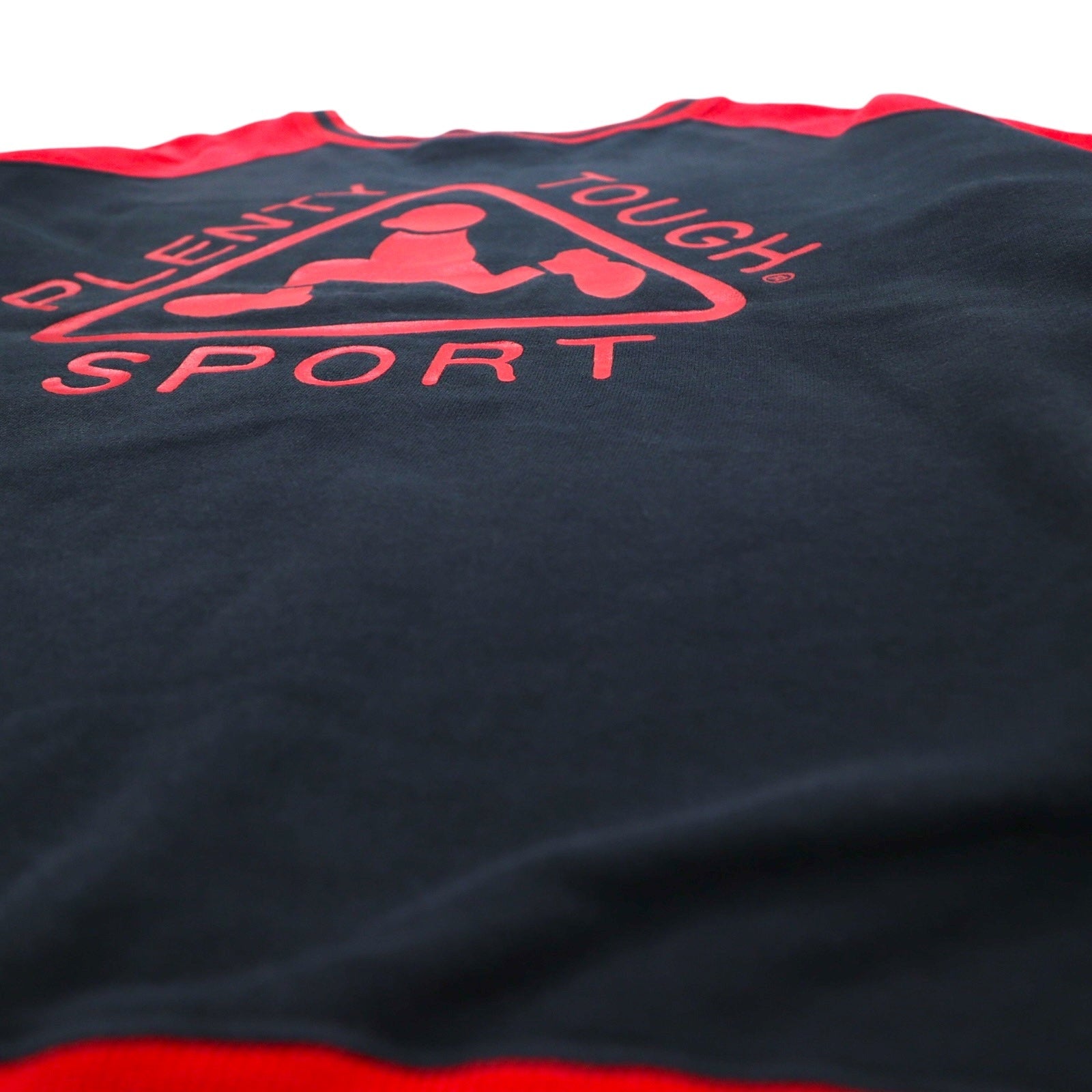 PLENTY TOUGH SPORT 90年代 ラグラン スウェット L ブラック レッド ロゴプリント コットン