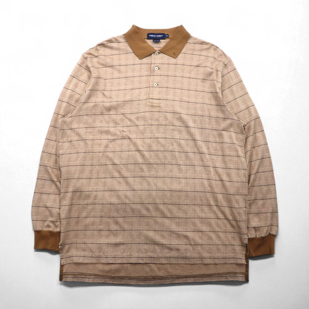 POLO GOLF RALPH LAUREN 長袖ポロシャツ ラガーシャツ XL ベージュ チェック
